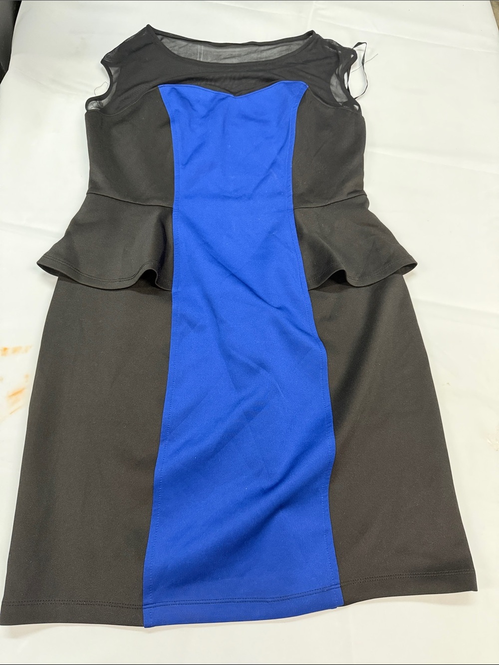 Storm Black Dress with Royal Blue Center Panel
